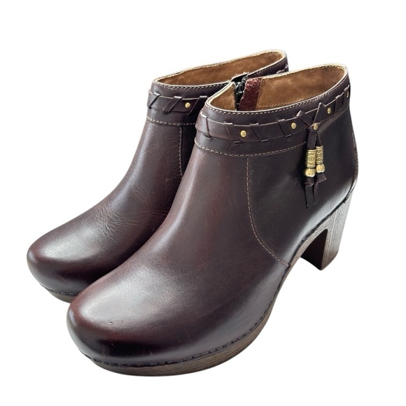 Dansko Dabney Ankle Boots Booties Brown Leather Block Heel 41 US 10.5 / 11 NEW - Picture 4 of 13